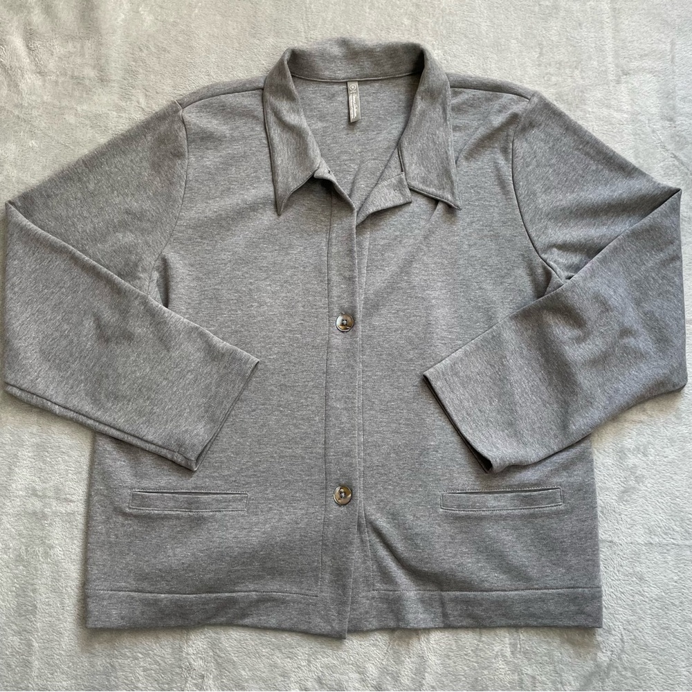 Hanna Andersson Blazer Cardigan XLP XL Petite Womens Knit Gray Stretch Vintage